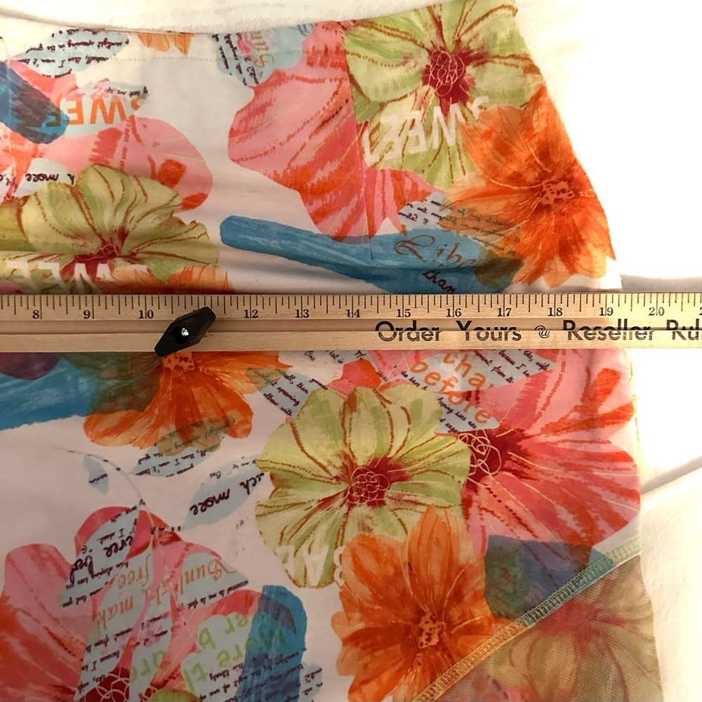 Soft Touch by Christine Phillipe Asymmetric Hem Floral Flowy Skirt S pink orange - Picture 3 of 6